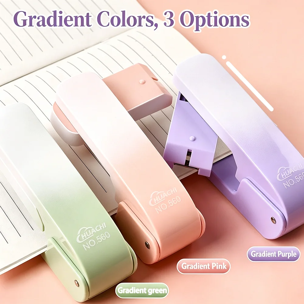 Stapler High Beauty Gradient Color 360 degree Rotating Stapler Multi functional Student Office Effortless Stapler