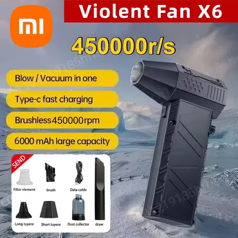 샤오미 450000rpm X6 에어 블로워 강력 먼지 흡입기 고속 충전 강풍 브러시리스 폭풍 팬 차량 청소용
