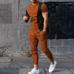 2024 hot selling new men's sports suit jogging set 3D printed summer retro casual short sleeved T-shirt+pants 2-piece set