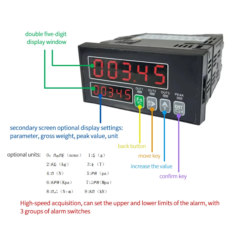 S Type Weighing Sensor Load Cell +Load Cell Indicator Kit, Stable Weight Transducer 100-240V AC 5 Digital Display Instrument