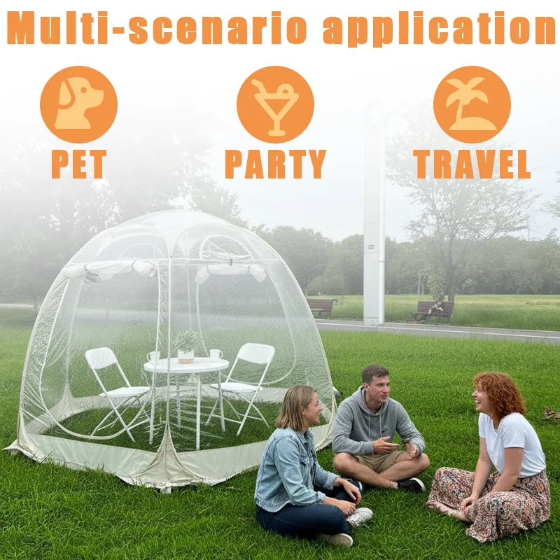 Pop‑up Clear View Dome Tent, Roomy Transparent Shelter for Small Backyard Gatherings, Foldable Bubble Tent for Patio Use