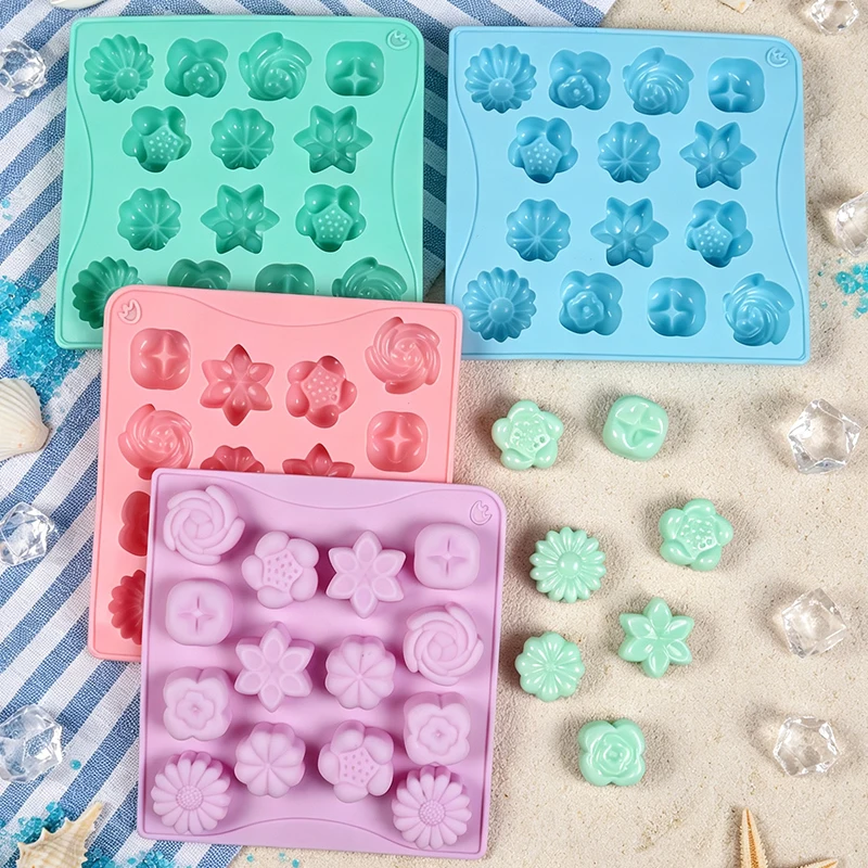14-Cavity Flower Silicone Chocolate Mold Candy Cookie Jelly Cake Topper Dessert Candle Soap Resin Mould