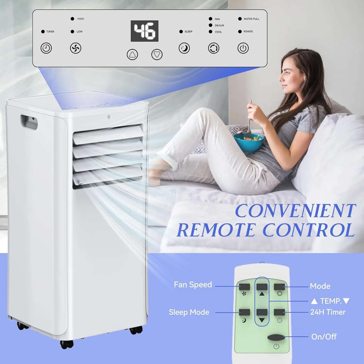 Air Conditioners,3-in-1 AC Unit 12000 BTU Cool Up to 550 Sq.Ft. with Remote Control/Smart Sleep Mode/24Hrs Timer/Window