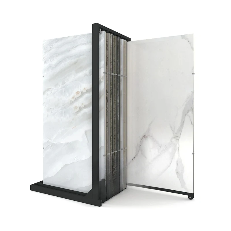 Durable and of high quality Metal Decorative Tile Display Stands Marble Stone Sliding Display Racks Ceramic Tile Showroom