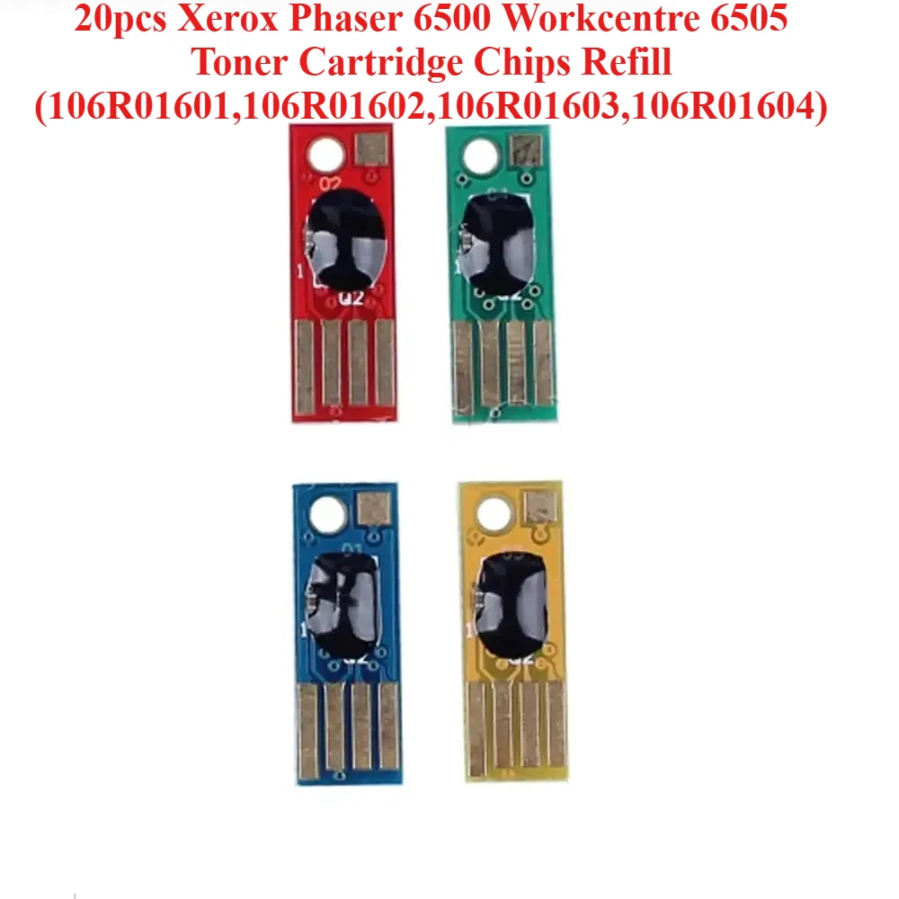 

20 шт. Xerox Phaser 6500 Workcentre 6505 чипы картриджа с тонером (106R01601,106R01602,106R01603,106R01604)