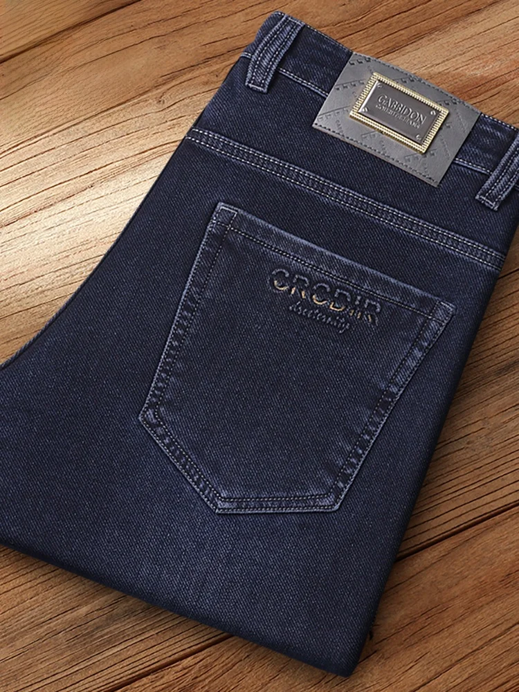 

High-End Men's Jeans Straight Leg Versatile Spring Fashion Casual Cotton Stretch Denim High Waist Washed High Elasticity Busi...
