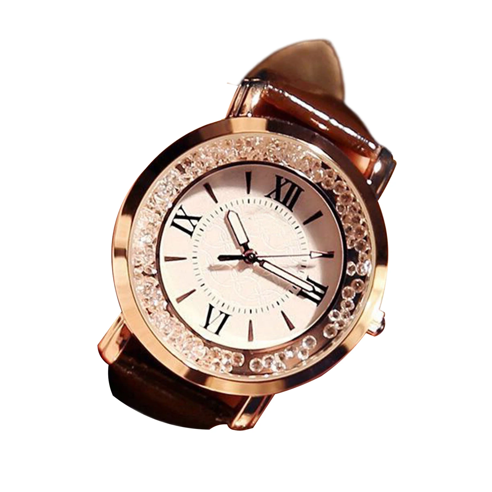 Classic Office Business Watches Trendy Ladies Watch with Flowing Water Diamond for Shopping Camping Walking