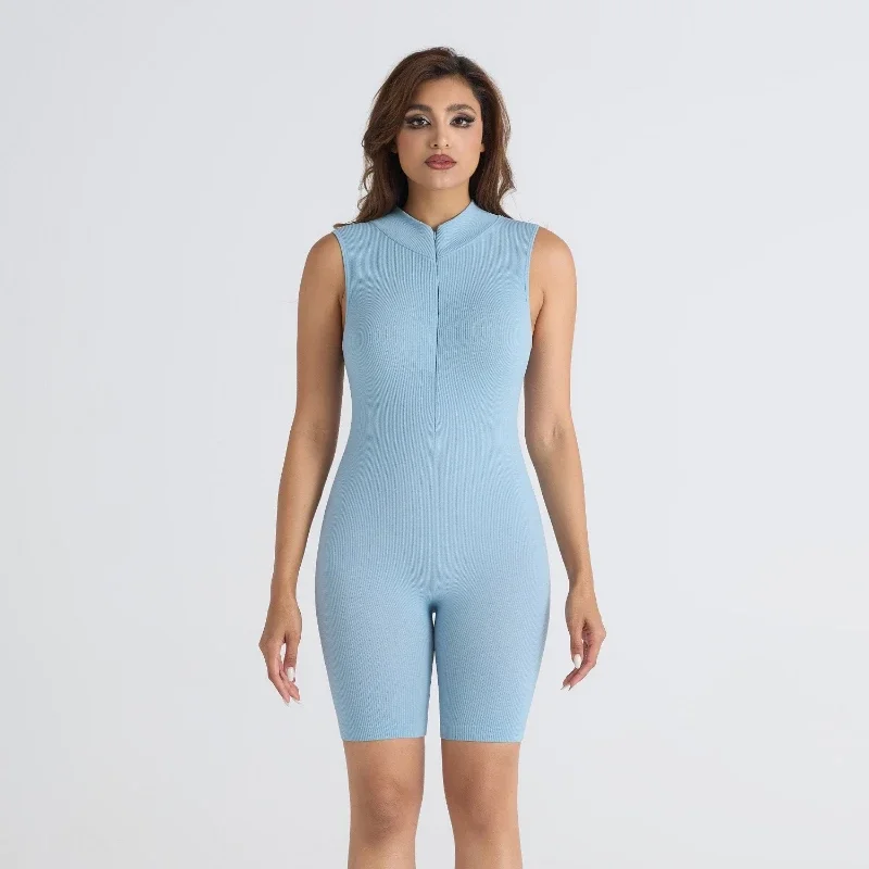 섹시한 여성의 원활한 지퍼 점프 슈트 섹시한 피트니스 슈트 점프 슈트 스포츠 타이트 요가 슈트 원피스 복숭아 엉덩이 점프 슈트 빠른 건조