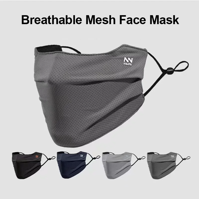 Sun Face Mask Men Cycling Fishing Mesh Breathable Sports Face Covering Driving Sun Protection Stretch Adjustable Ear Loops Mask