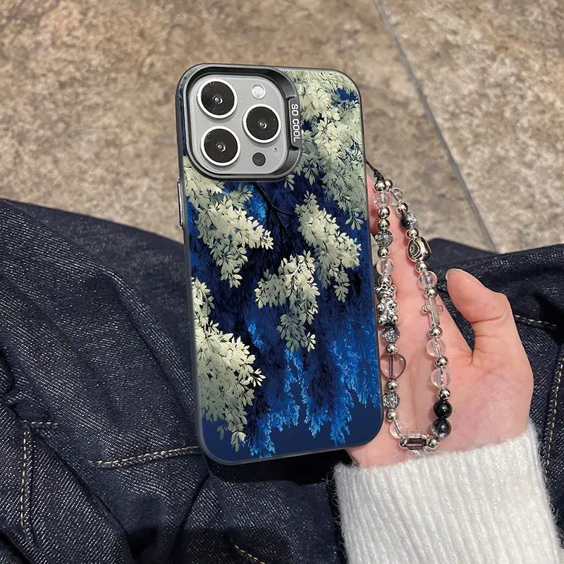 

Branch and flower design phone case for iPhone 16 15 14 13 12 11 Pro/ Max/Plus shock-proof rear cover anti-fingerprint