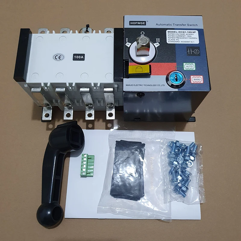 HCQ1-100 Dual Power Automatic Transfer Switch 4P 100A PC Grade 380v Circuit Breaker Isolation type ATS