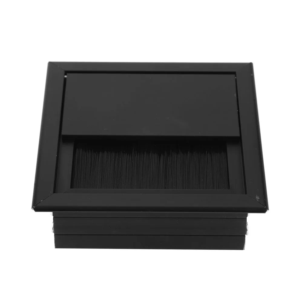 2Pcs Wire Cable Grommet Hole Cover with Brush Table Desk Rectangle Wire Hole Cover Aluminum Alloy Wire Cable Grommet Hole Cover