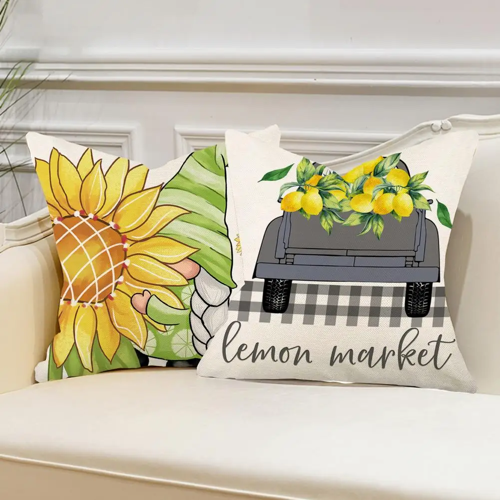 Pillow Case Invisible Zipper Removable Fadeless Sunflower Lemon Pillow Cover Bedroom cojines decorativos para sofá