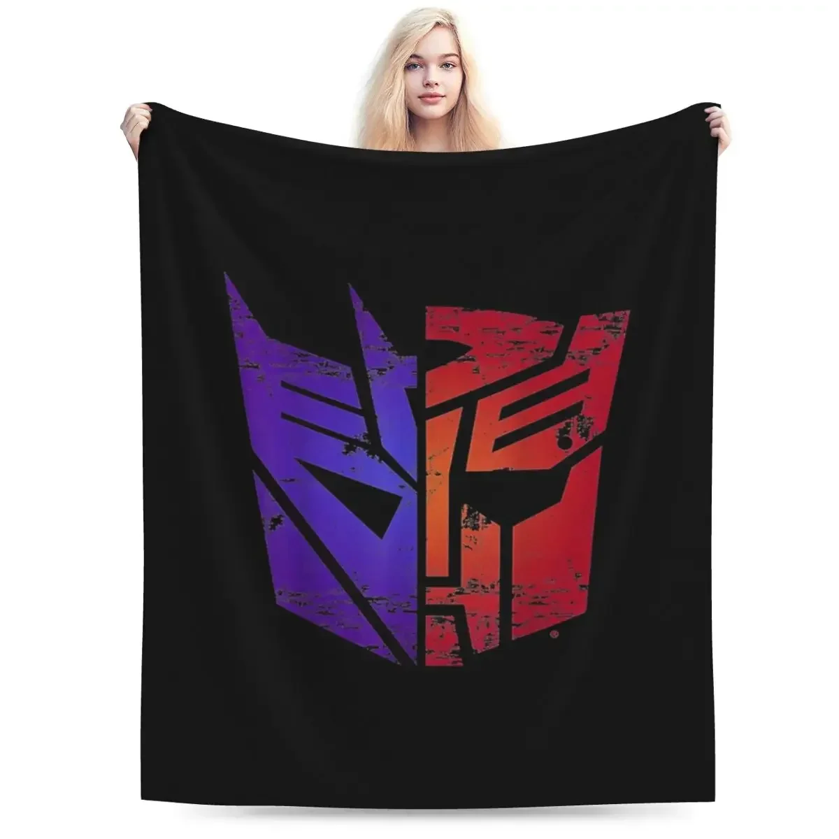 Transformers Decepticon Autobot Split Logo Blankets Soft Warm Flannel Throw Blanket Plush for Bed Living room Picnic Travel Home