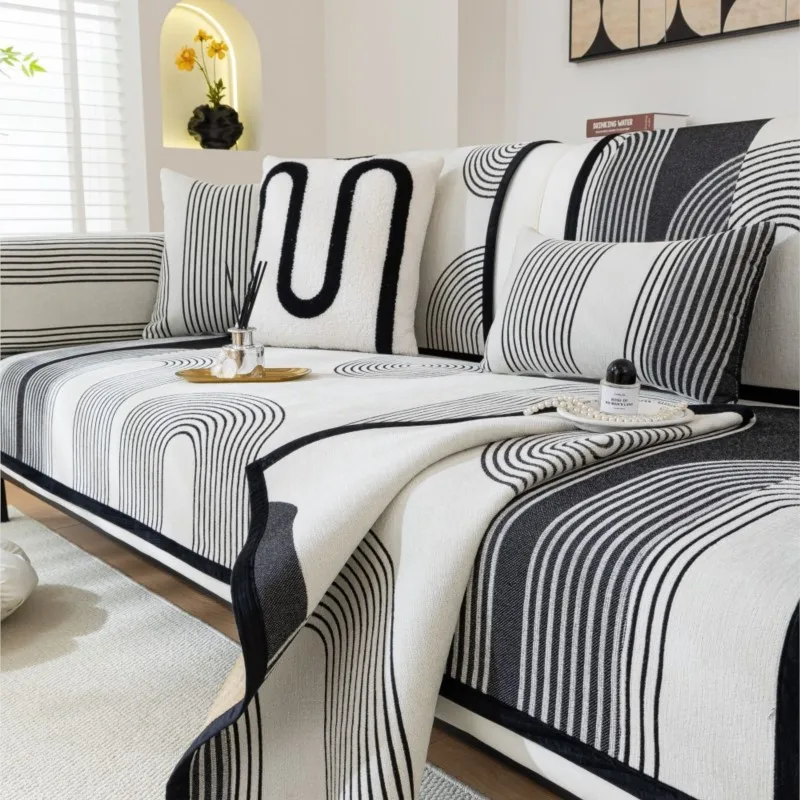

쇼파커버 All Season Arch Pattern Sofa Universal Sofa Mat Pad Armrest Living Room Couch Slipcover 2025 New Chenille Sofa Pillow Case
