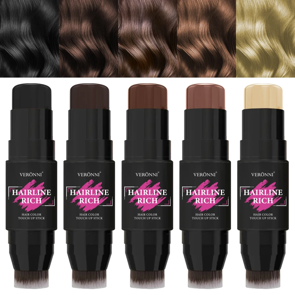 2-in-1 Temporary Hair Color Pen with Brush-Quickly Cover White and Gray Hair,Waterproof Root Touch-Up Stick for Natural Look