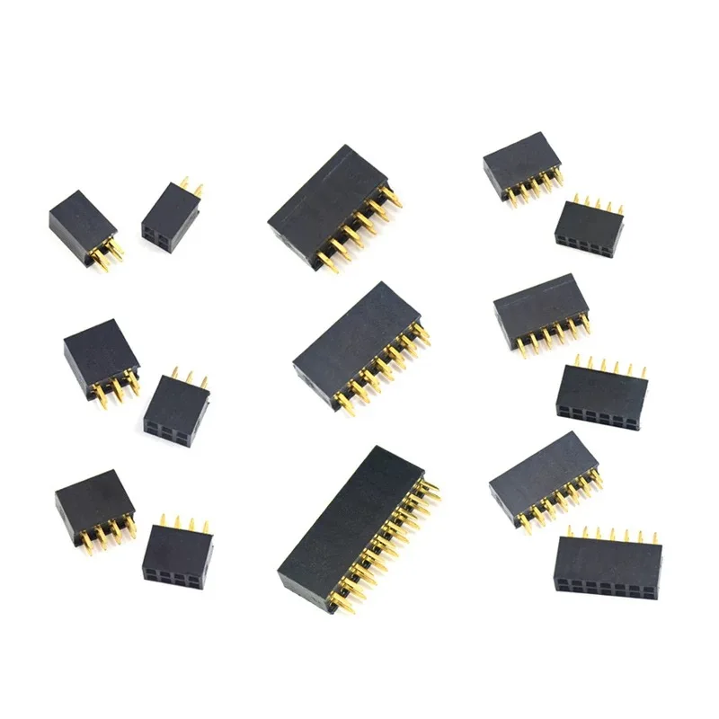 10PCS Double Row Pin Female Header Socket Pitch 2.54mm 2*2p 3p 4p 5p 6p 8p 10p 12p 40p Pin Connector