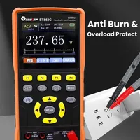TOOLTOP ET852C 2CH 50MHz Handheld Digital Oscilloscope 25000 Counts True RMS Multimeter Signal Generator 128K Storage Depth