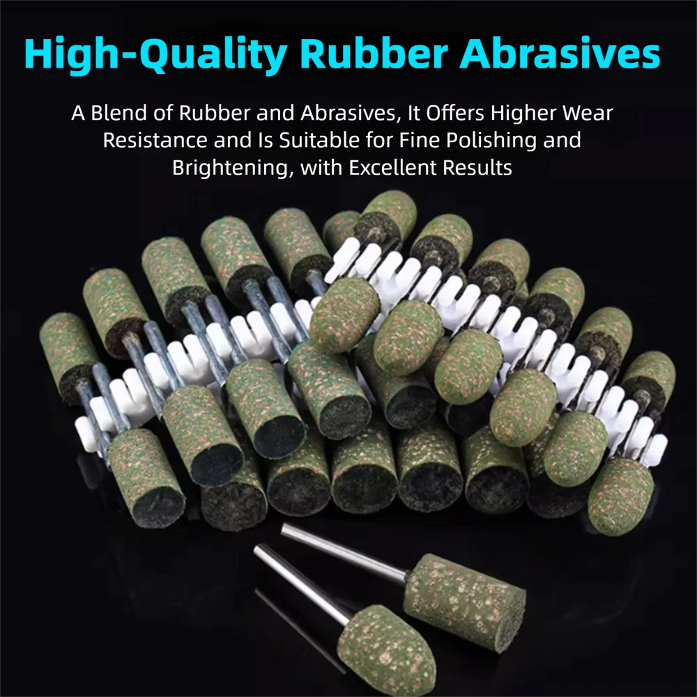 50/100PCS Rubber Metal Brush Abrasive Woodworking Tools Grinding Wheel For Sharpening Bit Mini Glass Polishing Machine Heads 3mm