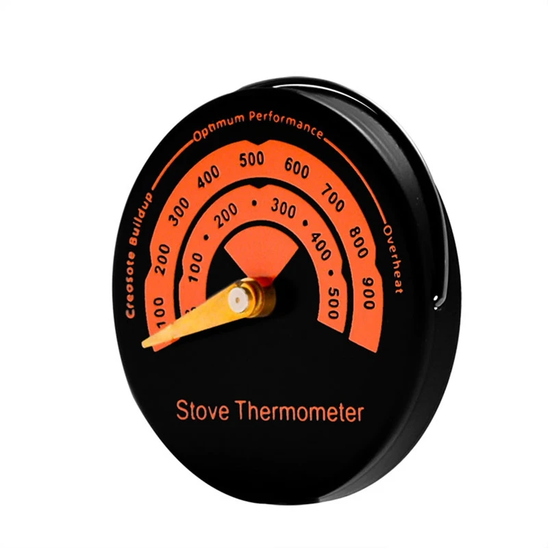 1 PCS Magnetic Stove Thermometer Wood Burner Top Temperature Meter Fireplace Accessory Black