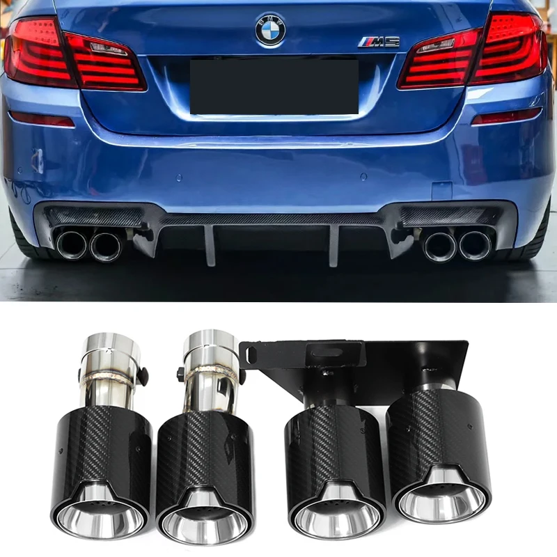 For BMW F10 F11 F18 520i 523i 525i 530i Upgrade M5 MT Bumper Quad Exhaust Tailpipe Carbon Fiber Muffler Exhaust System