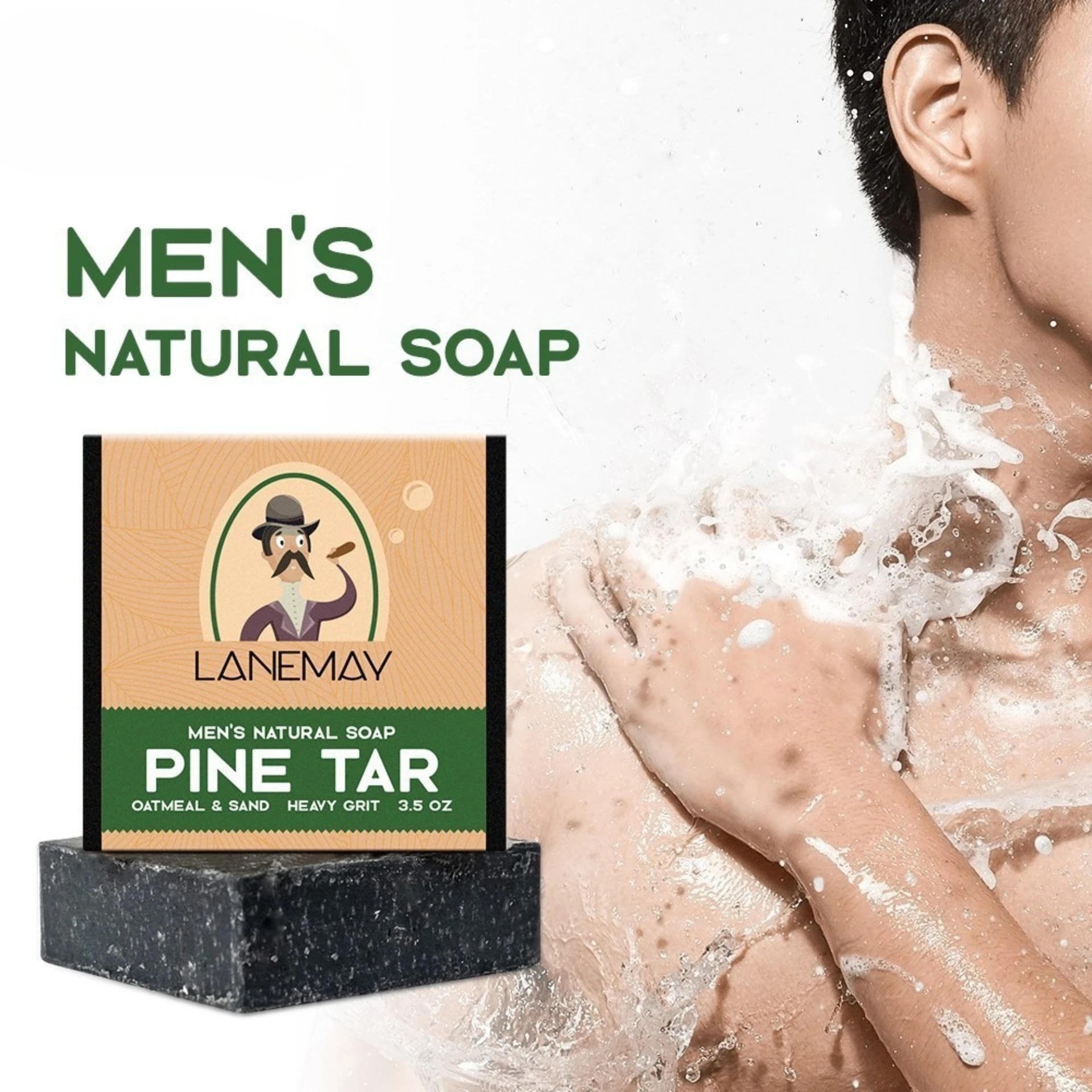 

100g Men's Essential Oil Soap Deep Cleansing Mite Removal Moisturizing Exfoliating Hydrating Moisturizing Skincare