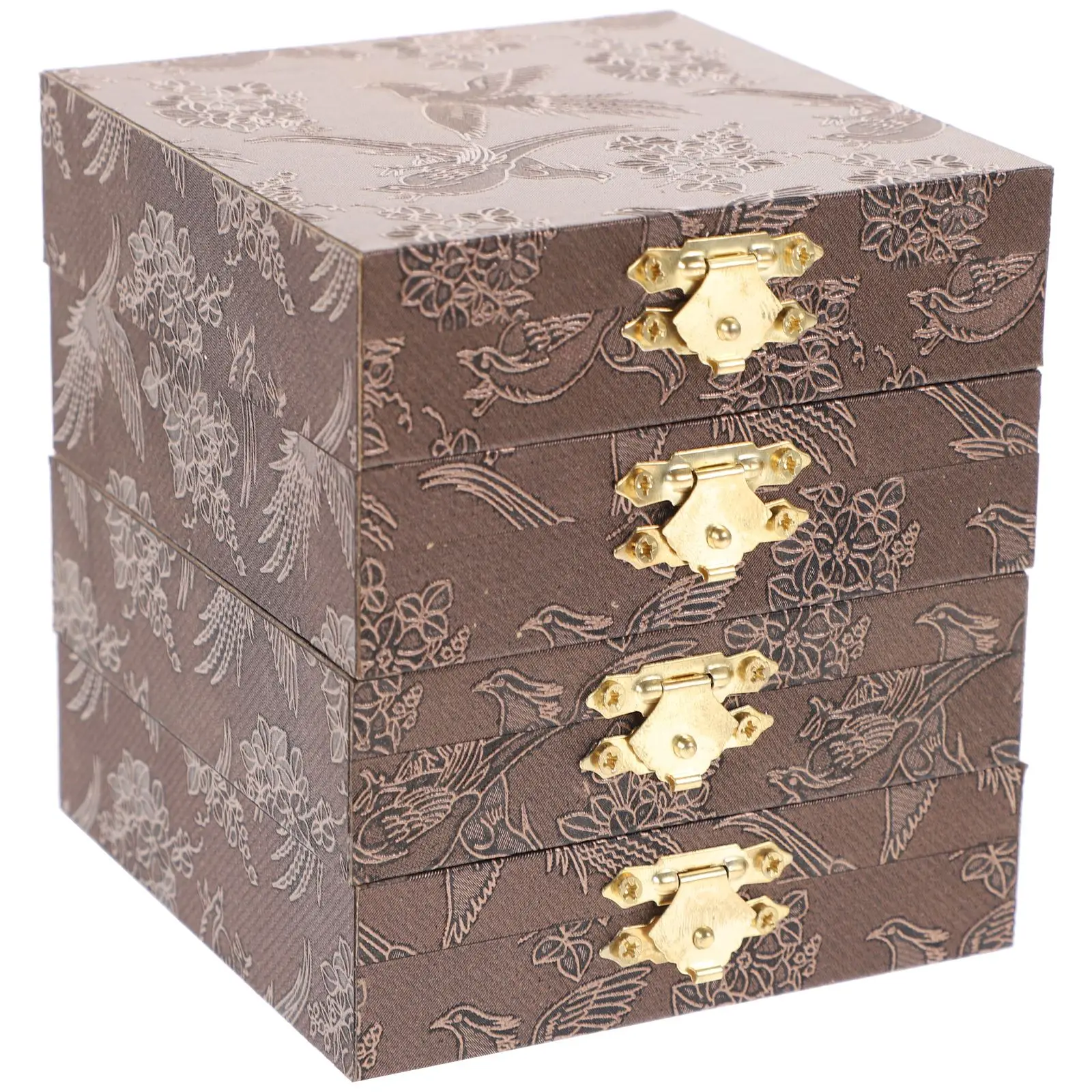 4pcs Wooden Boxes Locking Vintage Beaded Jewelry Bracelet Locked Cases Box Wrapping Container Exquisite Gift Locked Boxes