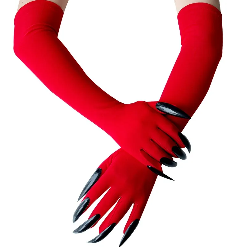47 cm lange Geisterklaue, Halloween-Handschuhe, Anziehhandschuhe, lange Nägel, Cosplay, Halloween, lustige Handschuhe
