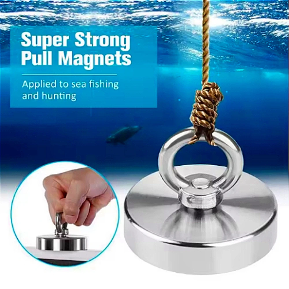 Fishing Salvage Neodymium Magnet holder super powerful hole Circular ring hook permanent deep sea Pulling Mounting
