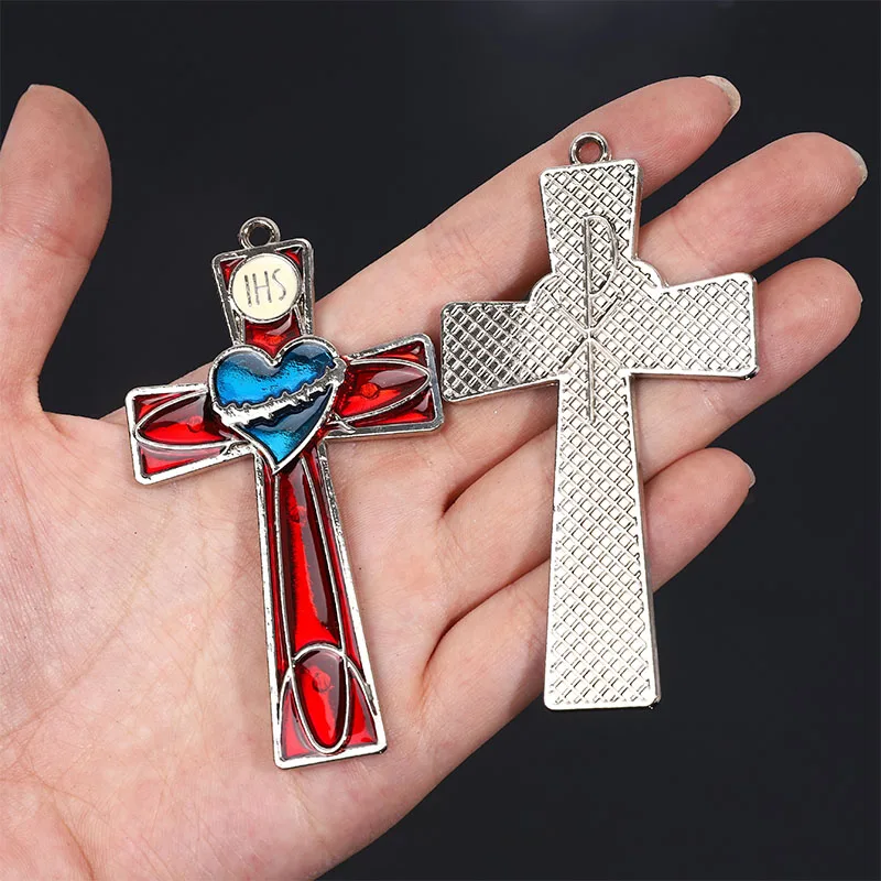 New Large Cross Pendant Jesus Figure Pendant Connector Catholic Large Rosary Center Medal