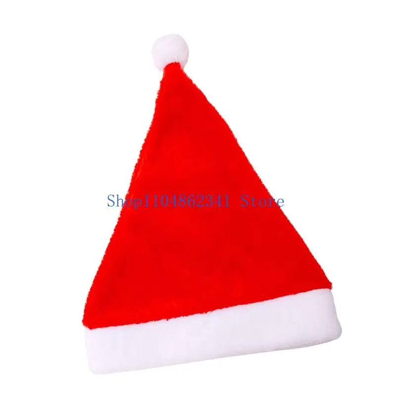 5asd Soft Plush Santa Hats Classical Design Christmas Cap For Adult Kids Indoor Outdoor Holiday Party Gathering Headpiece