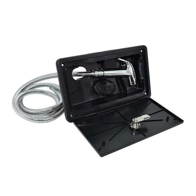 RV Exterior Shower Box Hot & Cold Water Switch Pull-Out Head Built-In Hose Portable Modification Accessory for Outdoor Travel