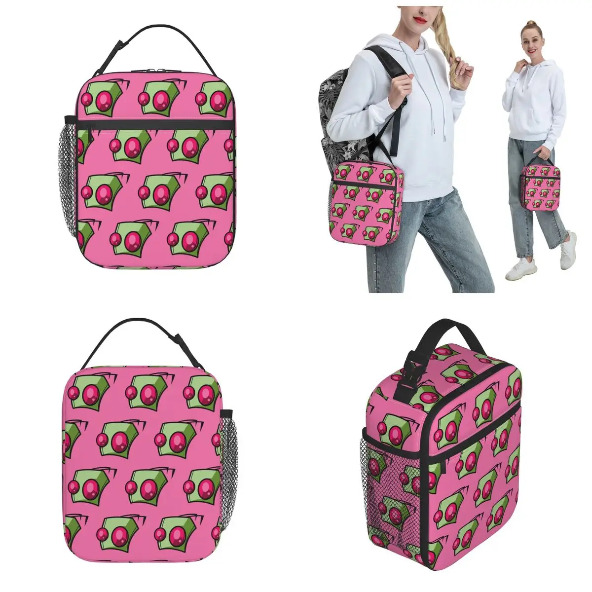 Cute Invader Zim Merch Insulated Lunch Bag For Picnic Zim And Gir Food Container Portable Thermal Cooler Bento Box