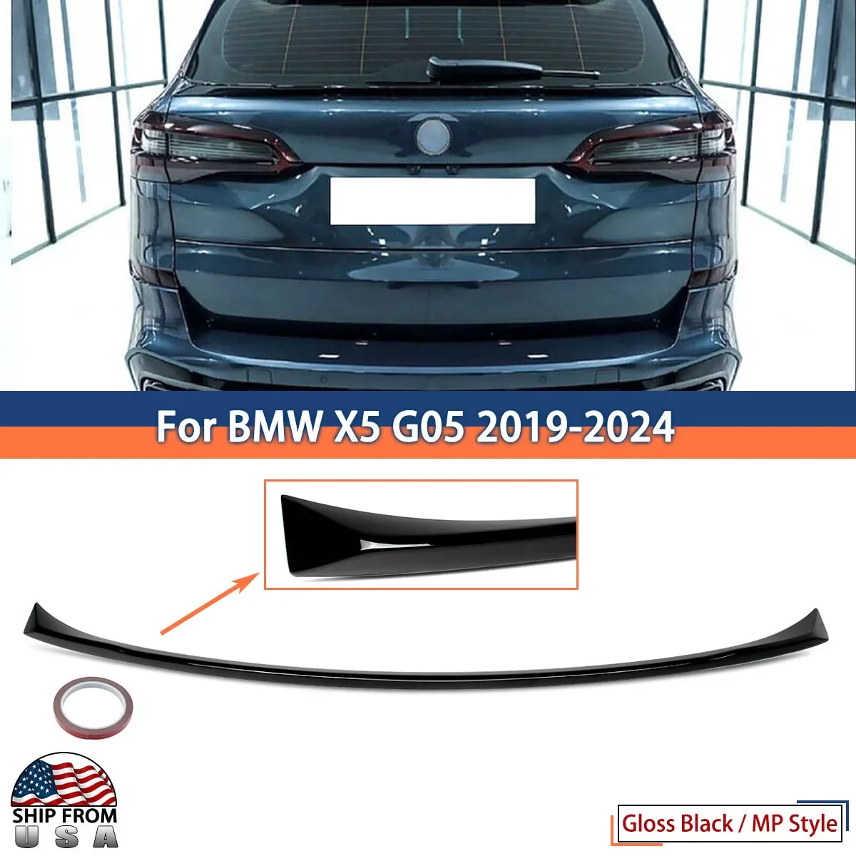 

Подходит для BMW X5 G05 M60i 40i SUV 2019-2024, спойлер на заднее окно, спойлер на заднюю крышу автомобиля, сплиттер, аксессуары для крыльев, комплект кузова