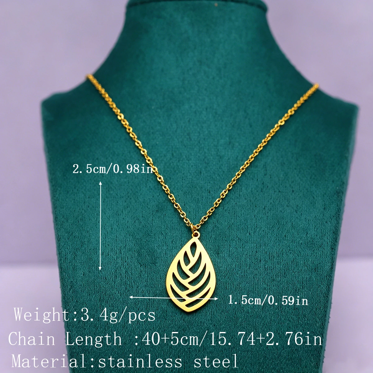Kinitial Teardrop Leaf Pendant Stainless Steel Choker Necklace For Women Clavicle Chain Cool Charms Necklaces Cadenas Mujer