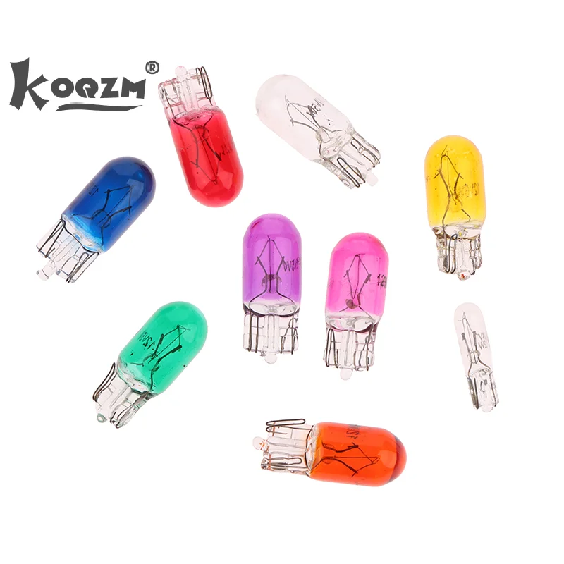 10Pcs 24V 1.2W T5 /12V 5W T10 Glass Light Bulb Dashboard Instrument Panel Brake Light Bulbs Headlights Lamp Lights Car Lights
