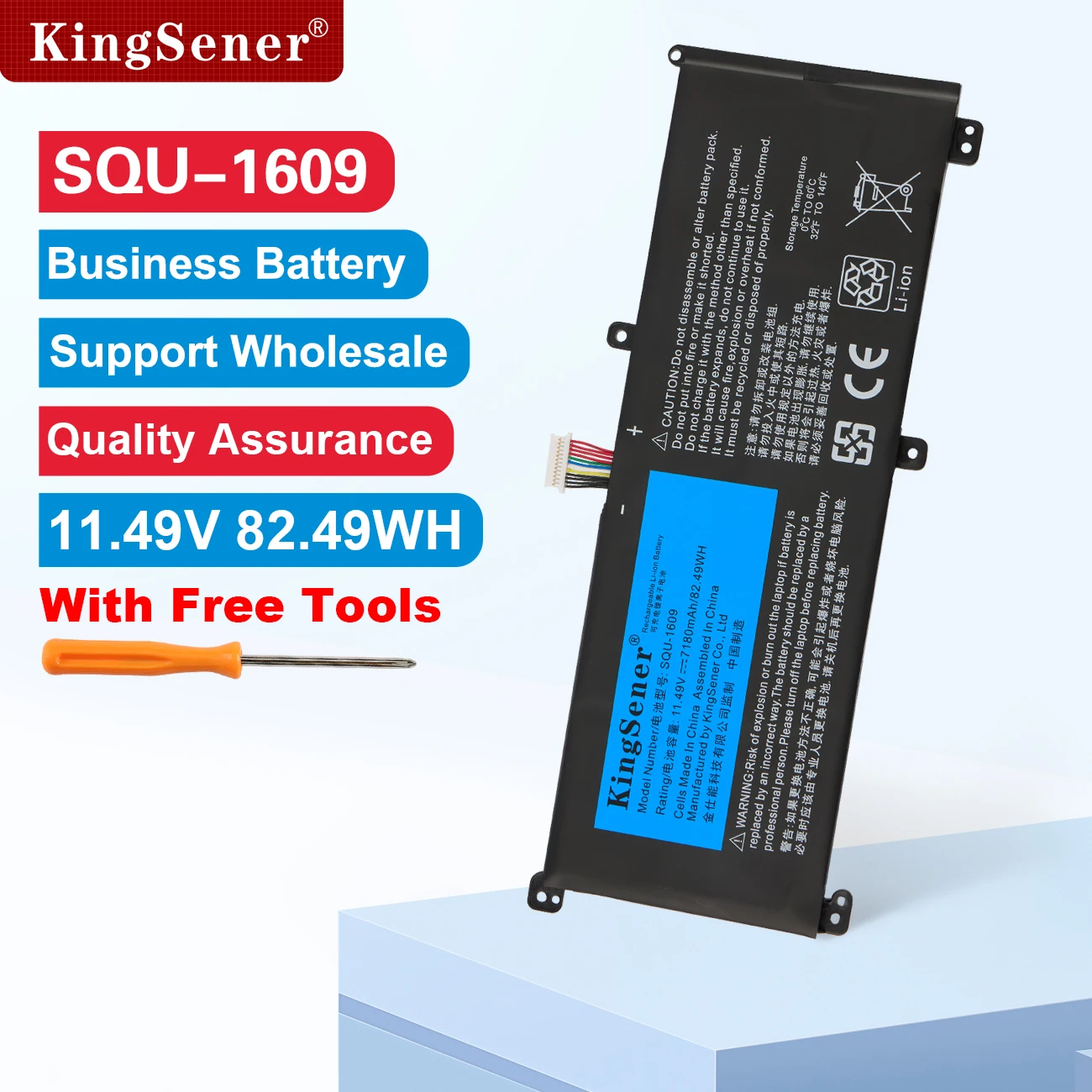 

KingSener SQU-1609 SQU-1710 Battery For Hasee Thunderobot 15G870-XA70K Dino-X5ta X6 X7A 4K X8S Thor 911S Z6-KP5G QNL5S02