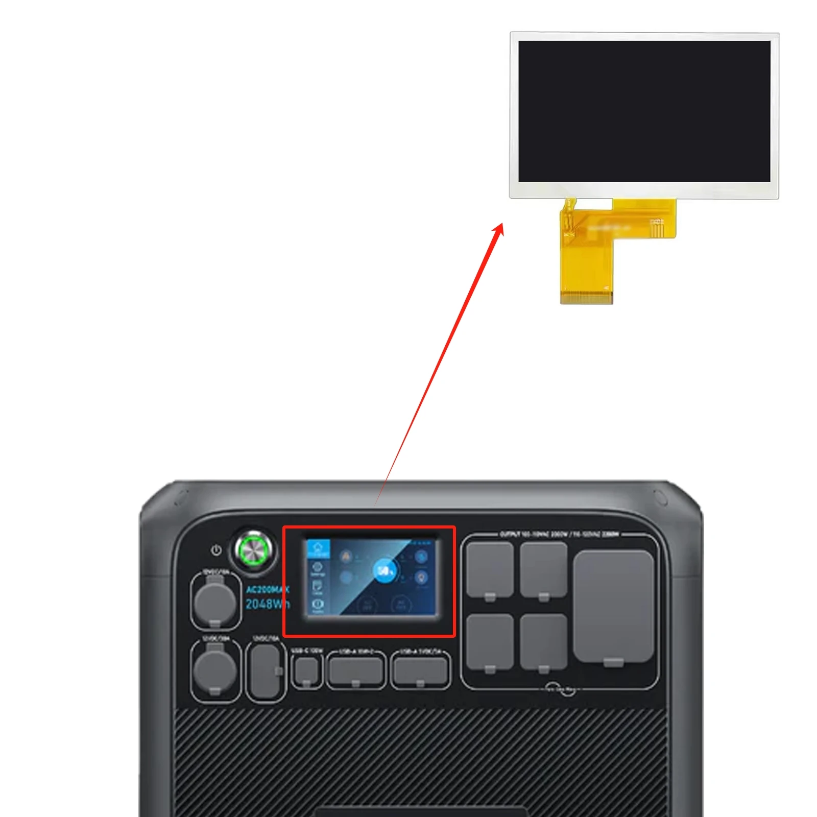 New Compatible LCD with touch panel for BLUETTI AC200MAX Screen Display Repair