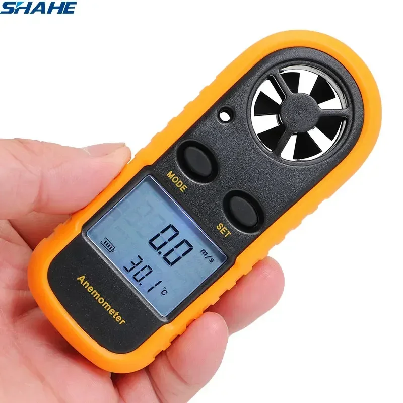 SHAHE Handheld Anemometer Wind Speed Meter Anemometer Anemometro 30m/s Temperature Tester -10 ~ 45C Wind Meter LCD Backlight