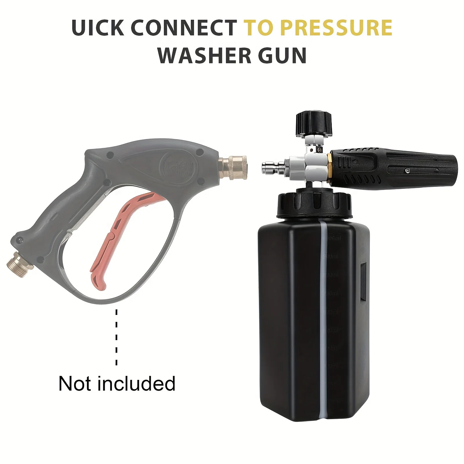 High-Pressure Foam Cannon, 80° Adjustable Nozzle, Copper & ABS Build, Quick Connect for Car Wash, No Battery