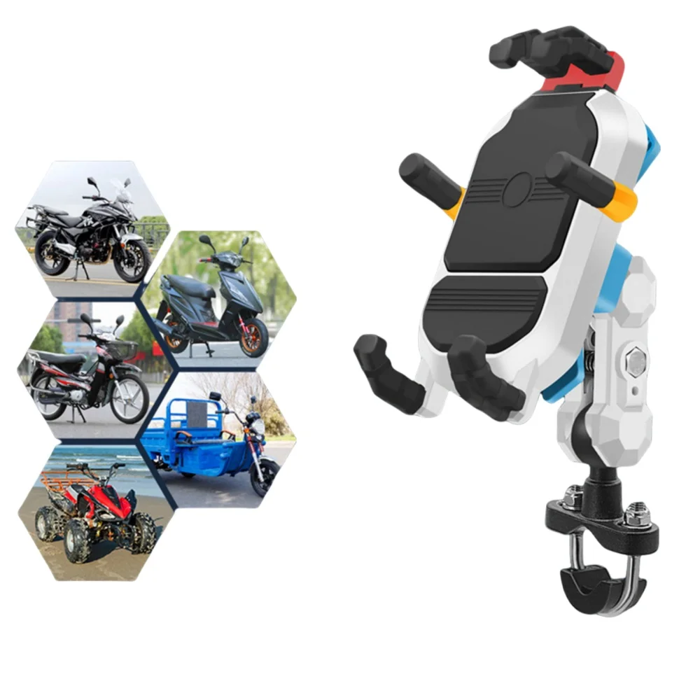 

‌Shock Absorbing Motorcycle Handlebar Mount - 360° Rotation Phone Holder for 4.7-7.2" Phones (E-Bike Navigation Bracket)