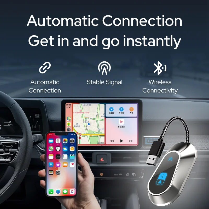 2in1 Wireless Android Auto Adapter & CarPlay Box AI Smart Conversion Car Intelligent Systems For Car With Wired Android Auto