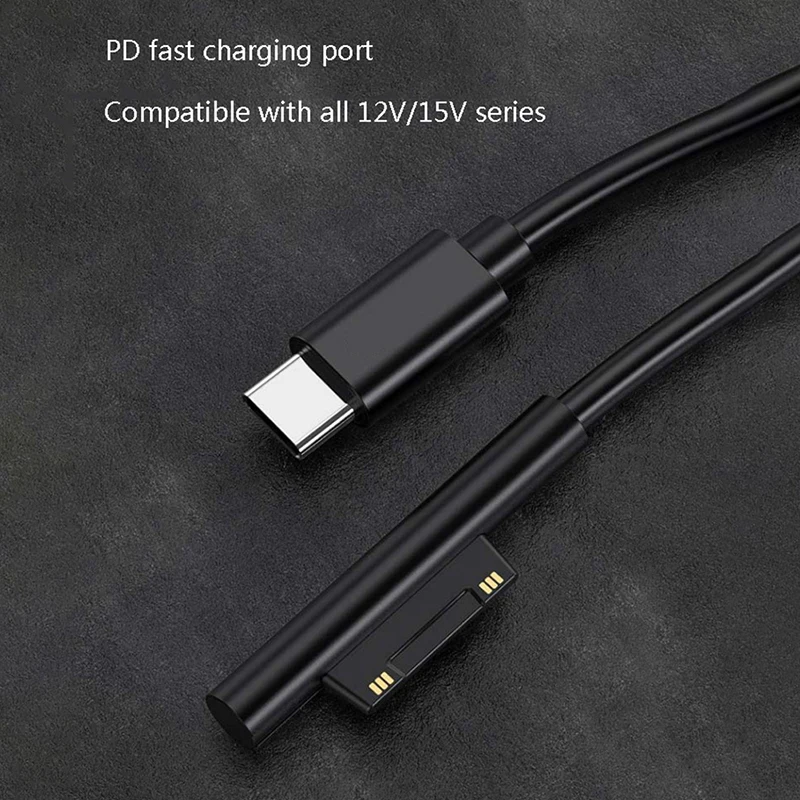 New Fast Charging USB Type-C Power Supply for Microsoft Surface Pro 7 3 4 5 6 15V 3A PD Tablet Charger Adapter Cable Cord