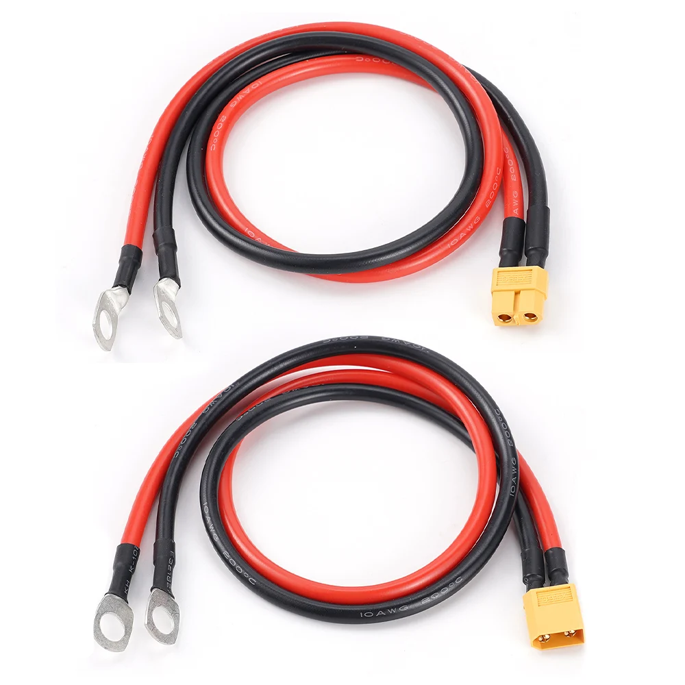 10AWG XT60 female male head turn M8 SC tinned copper terminals 50cm  for car and ship battery solar panel connection  cable