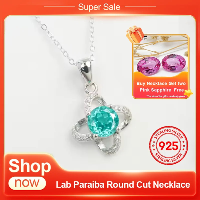 

ChuPing Fine Jewelry Lab Paraiba Round Cut 6.5mm S925 Necklace Eye Catching Design & Intricate Detailing For Women Classic Party