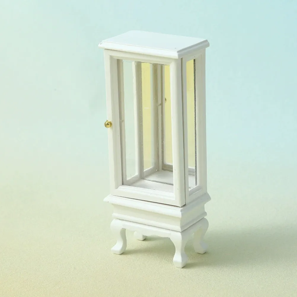 

Miniature Furniture White Cabinet Compact Display Case Small Space Living Room Bedroom Study Storage Organizer