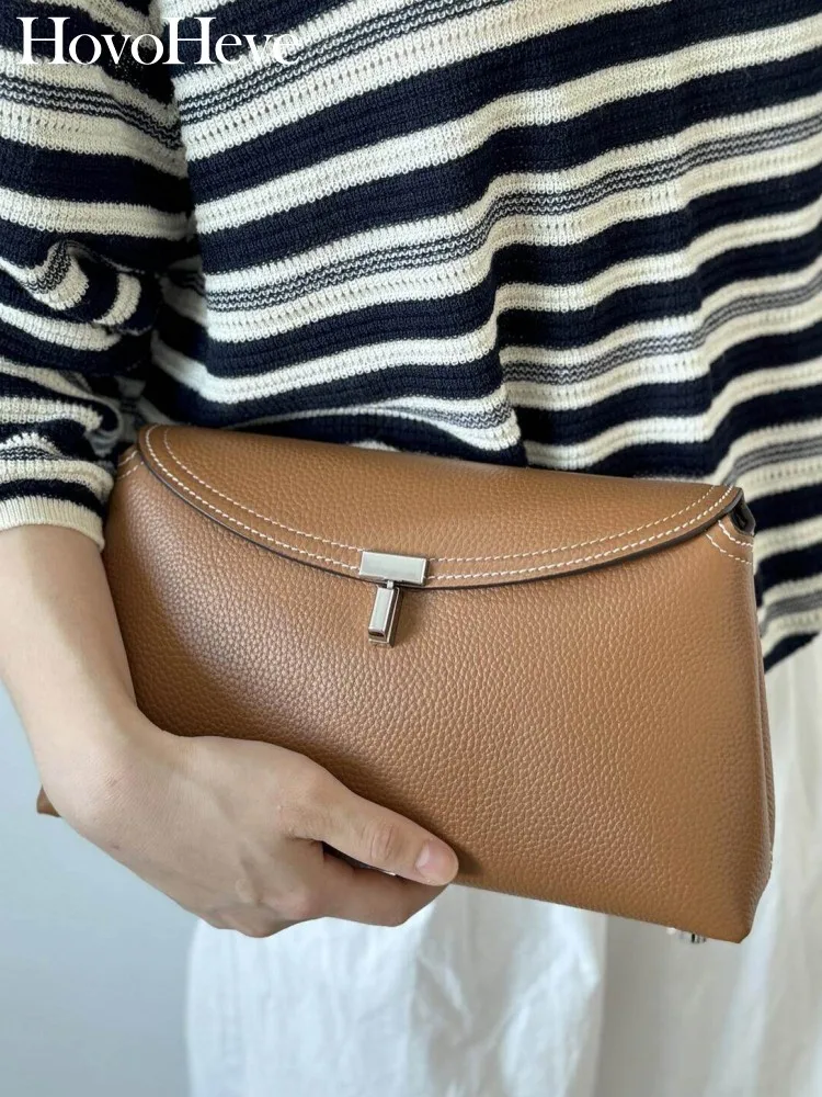 

Concise Women Genuine Leather Crossbody Bags High Quality Buckle Retro Handbag Fashion Solid Color Cowhide Female Flap Bag