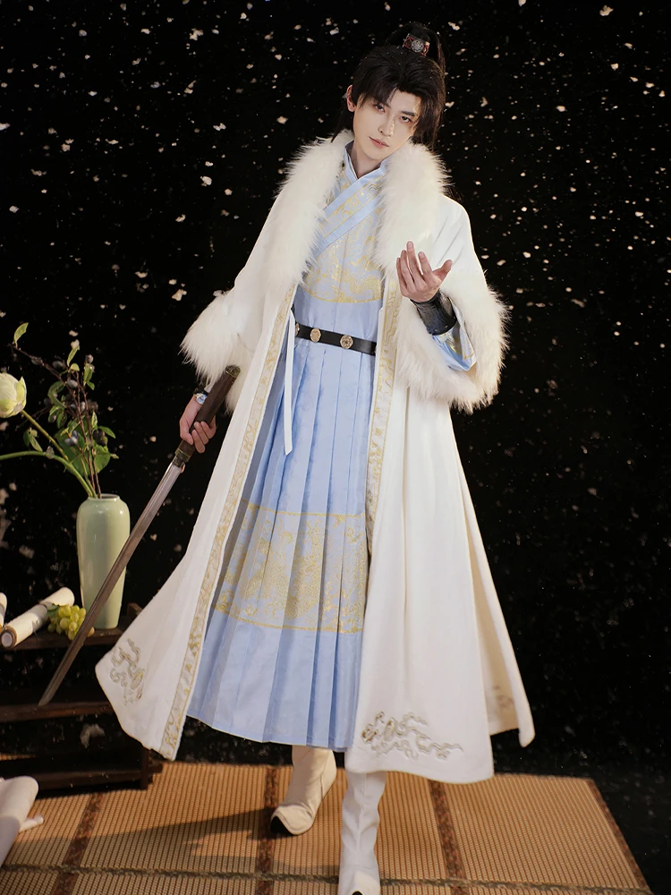 

Оригинальный дизайн, вышитый шелковый халат в стиле династии Мин для мужчин и женщин, осенне-зимняя традиционная китайская одежда Ханьфу