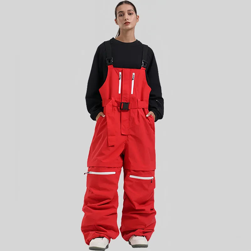 Snowboarding Overalls Men New 2025 Winter Loose Sports Outdoor Skiing Trousers Windproof Waterproof Women Warm Ski Strap Pants