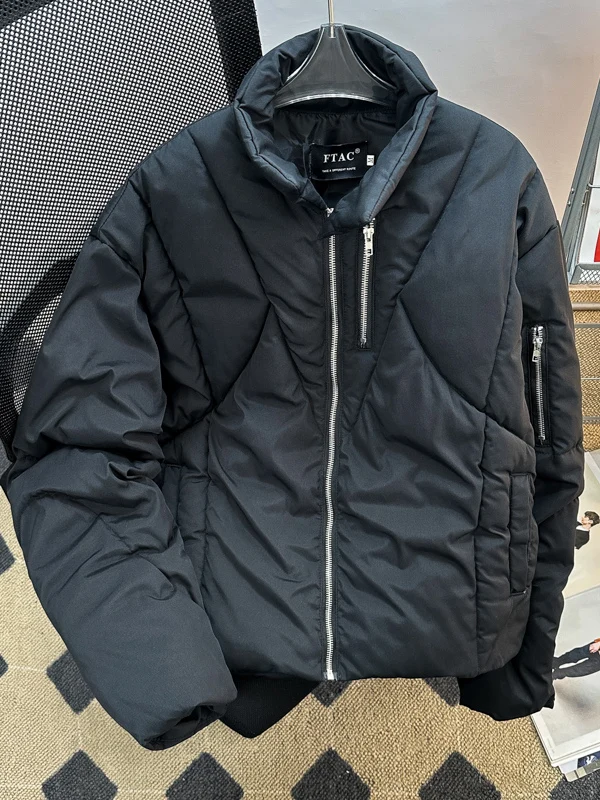 

Мужская зимняя теплая куртка-пуховик в стиле ретро-американский, с воротником-стойкой, повседневная, удлиненная